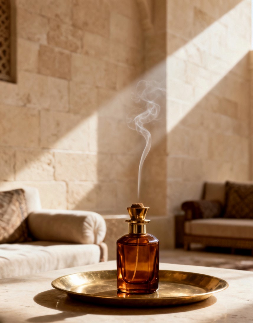 Perfume bottle in a refined majlis
